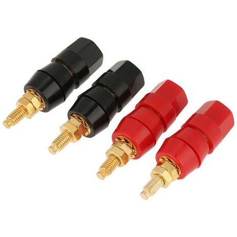 Lot de 4 bornes de connexion audio noires et rouges pour adaptateur de prise banane (1/5)