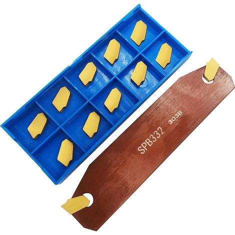 Outils de rainurage SPB332 / SPB32-3 Outil de planche à découper, et 12 inserts en carbure de 3 mm SP300 / ZQMX3N11-1E pour couper les rainures. (1/5)