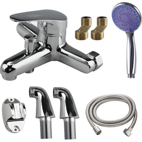 Wand-Badewannenarmatur mit Einhandmischer, Brauseumschaltung und Montagezubehör (1/5)