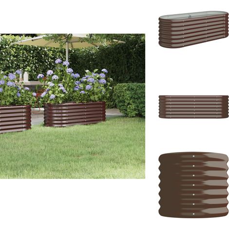 Lit surélevé de jardin Acier enduit de poudre marron - Jardinière Surélevée - Bac À Fleurs - Pot De Fleurs Extérieur - Décoration Jardin - Balcon (1/5)