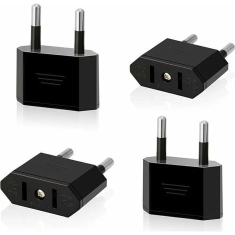 Ahlsen Lot de 4 Prises de Voyage US vers EU Prise USA vers 2 Broches Euro / Allemagne Prise Amérique / Canada / Mexique Prise de convertisseur Adaptateur pour appareils avec Alimentation US (Noir), HA (1/5)