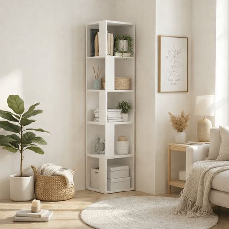 Bücherregal Piano White Melamin 34x161x34 cm (1/4)
