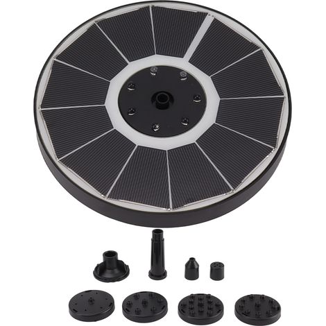Ortviai Fontaine Solaire pour Bassin d'Oiseaux avec 8 Embouts, 3,5 W, 900 mAh, LED Colorées, Pompe Puissante