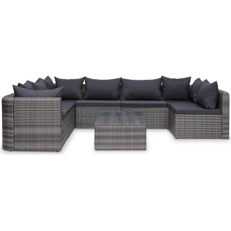 Maison Exclusive - 8-tlg. Garten-Lounge-Set mit Auflagen Poly Rat
