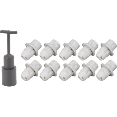 Lot de 10 douilles E14 en ABS avec manchon, résistantes aux hautes températures, pour une utilisation domestique (blanc).