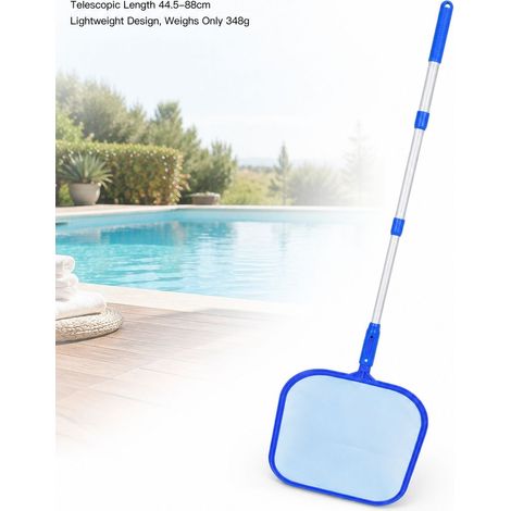 Épuisette de Piscine + Générique + Modèle Télescopique + Maille Fine Aluminium Réglable 44-88cm pour Débris Feuilles Insectes (1/5)