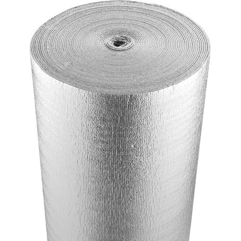 VEVOR Rotolo di Isolamento Riflettente Doppio, Barriera Radiante con Anima in Schiuma, 1220 x 30480 mm, Scudo Riflettente del Calore in Schiuma EPE in Alluminio Bifacciale, per Finestre Camper