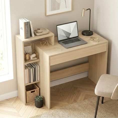 Bureau pc moderne Bois Bois 3 étagères tiroirs ouverts couleur 100x40x90 cm
