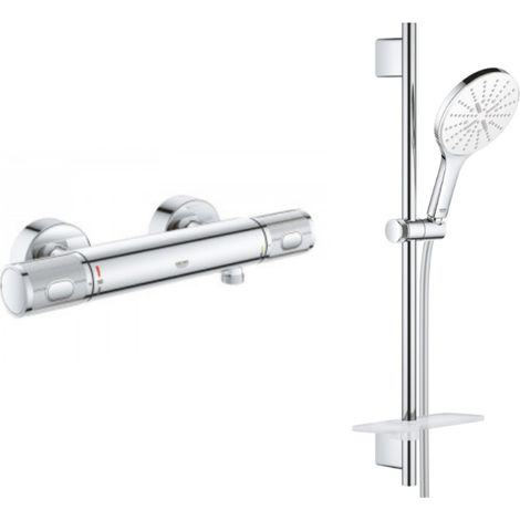 GROHE Mezclador termostático de ducha de pared Precision Feel + set de ducha Grohe Vitalio