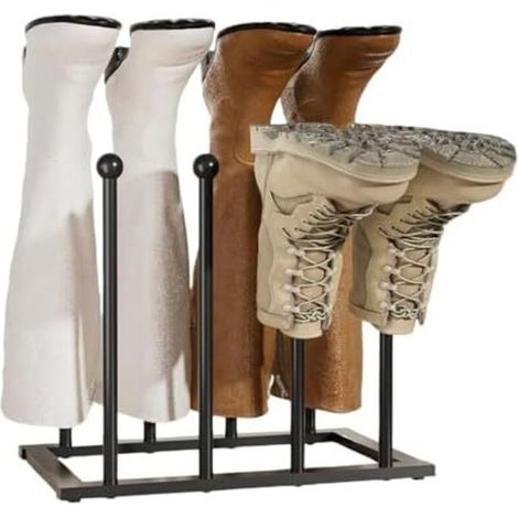 Étagère à Chaussures en Métal pour Dortoir. Chambre. Couloir Étagère à Chaussures d'extérieur Étagère de Rangement pour Bottes et Chaussures de Pluie peu Encombrantes (pour 4 paires. noir)
