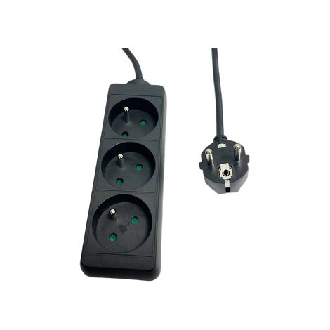 Regleta de enchufes MicroConnect MC-PS030150FRB de 3 tomas, 1,5 m, color negro (1/2)