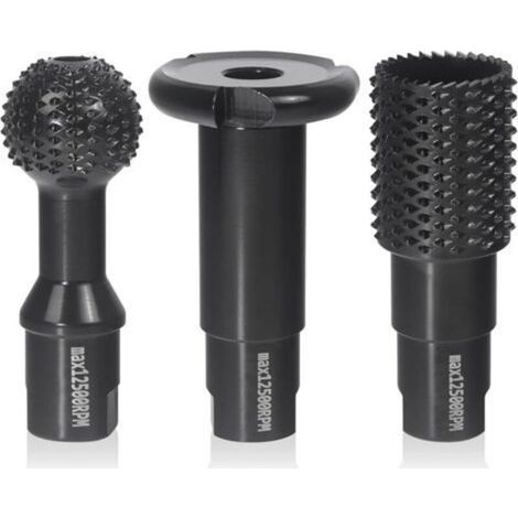 Set de 3 Fraise à Bois - Disques Meuleuse Sculpture Bois Burrs Rotatifs, Gouge et Ciseaux à Bois pour Meuleuses 115/125 - Outils de Coupe,Menuiserie Outillage (1/4)