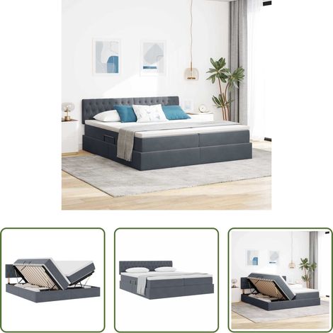 vidaXL Matratze -  Aufbewahrungsbett mit Matratze Dunkelgrau 100 x 200 cm (1/5)