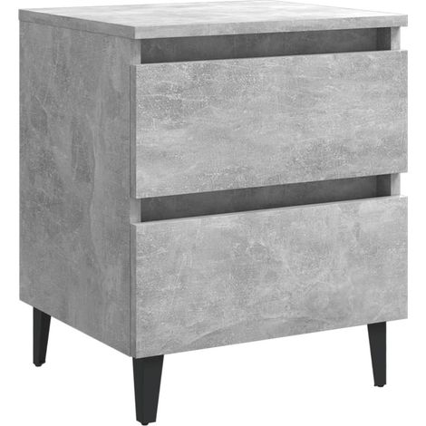 Table de chevet Gris béton 40x35x50 2 tiroirs Kuza (1/5)