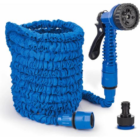 Filiyano-Tuyau d'arrosage extensible de 30 m avec buse de pulvérisation bleue (1/5)
