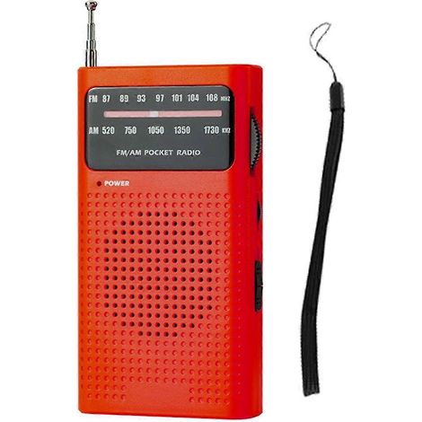 Radio portable compacte AM/FM à bande complète, mini radio de poche analogique rouge, idéale pour la course, les voyages et la compétition. (1/5)