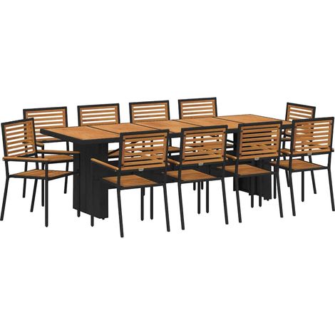 Maison Exclusive - Set da Pranzo per Giardino 11 pcs Nero e Marrone polyrattan