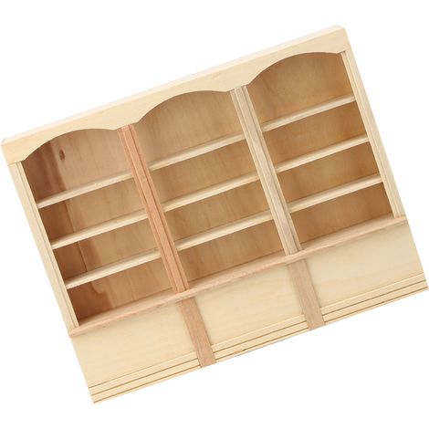Bibliothèque miniature pour maison de poupée à l'échelle 1:12, meuble miniature, accessoire de jouet, couleur bois. (1/5)