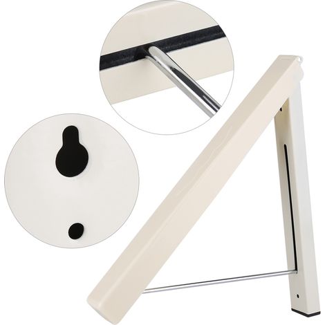 Porte-serviettes mural retractable avec pole stainless steel, support max 10kg, dimensions: folding 4.5x40cm, extended 40x31x33cm, cream white, matériaux: tuyau carbone + boîtier plastique (1/5)