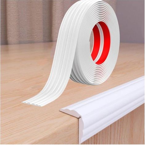 Bande Protection Coin Table Bébé 6m Blanc - Autocollant Anti-Choc pour Murs et Meubles - Design Élégant Lignes de Couture (1/5)
