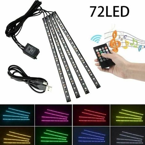 72 LED Car Interior Lights, RGB, 8 Light Modes, LED Strip, Car Atmosphere, Interior Lighting with USB Port, Wireless Remote Control MUMU (1/4)
