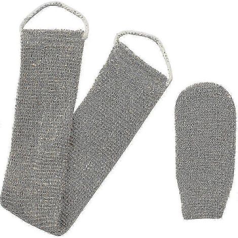 Gant exfoliant pour le dos (douche) et éponge luffa à long manche (1/3)
