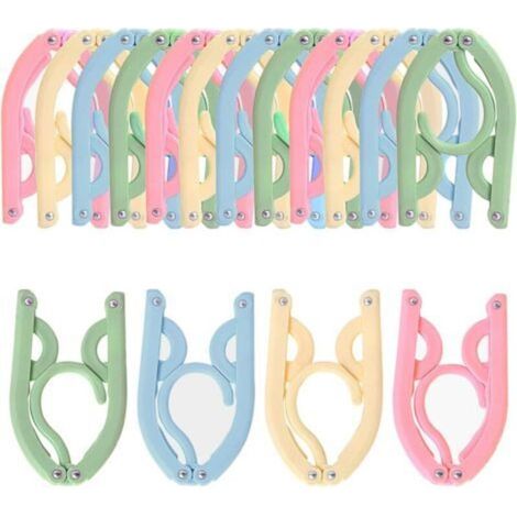 [NON UTILIZZATO] Set di 16 appendiabiti pieghevoli in plastica per vacanze, campeggio, uso interno ed esterno.