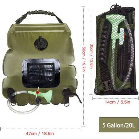 Sac de Douche Solaire - 20 L - Pour Camping et Activités en Plein Air - Portable avec Affichage de Température (1/4)