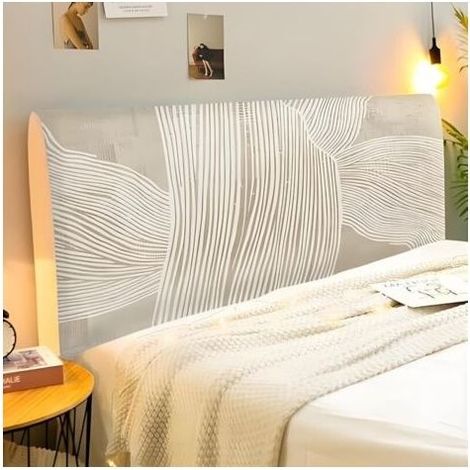 Housse de Tete de Lit 160 cm, Housse Tete de Lit Extensible, Beige Moderne Housse de Protection Tête de Lit Déhoussable et Lavable, Anti-poussière (1/4)