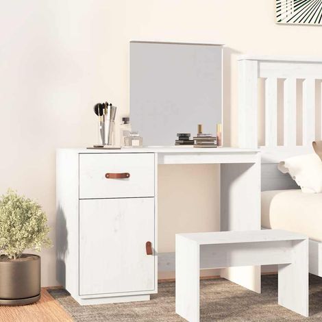 vidaXL Coiffeuse Blanc 95x50x134 cm Bois de pin massif (1/5)