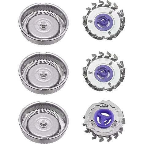 3-Pack Têtes de rasoir, Lames double couche, Acier inoxydable, Compatible HQ8 PT700 AT700 (1/5)