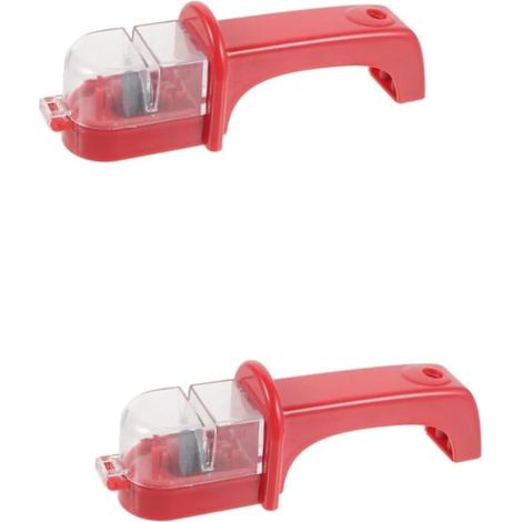 Aiguiseur de couteaux pratique en ABS, rouge, 2 pièces, outil d'affûtage de couteaux de cuisine, facile à utiliser et durable pour divers outils de coupe (1/5)
