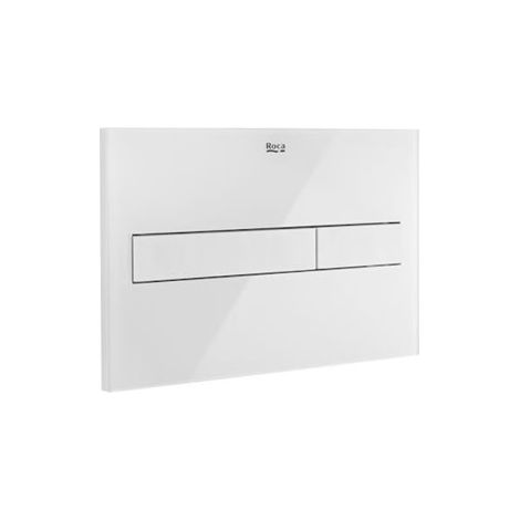 Placa de control de doble descarga rectangular DUPLO ONE, cristal BLANCO brillo, ROCA, Ref.A890188309 (1/2)