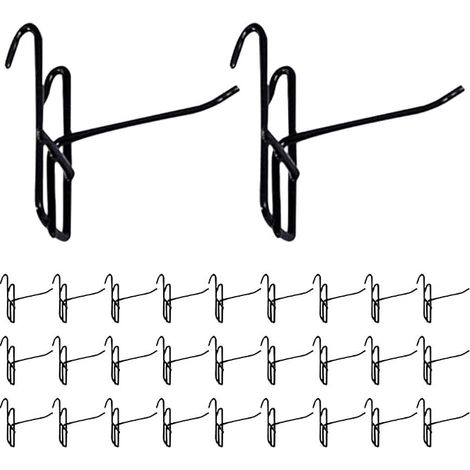 Crochets Métalliques Noirs pour Grille Exposition Crochets pour Étagères Métalliques Panneaux à Grille et Pegboard Support pour Outils Bijoux et Accessoires (1/3)