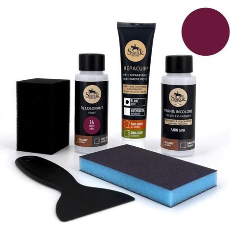 Kit de Renovación de Cuero (16-VIOLETA) - SOFOLK - Para Volante, Asiento de Auto, Silla, Tapicería, Zapato (1/4)