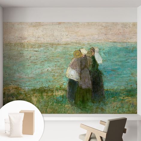 Papier peint intissé mural pour salon chambre à coucher tendance et originale - Colle incluse gratuite Reflet en bord de mer 152x104 cm (1/5)