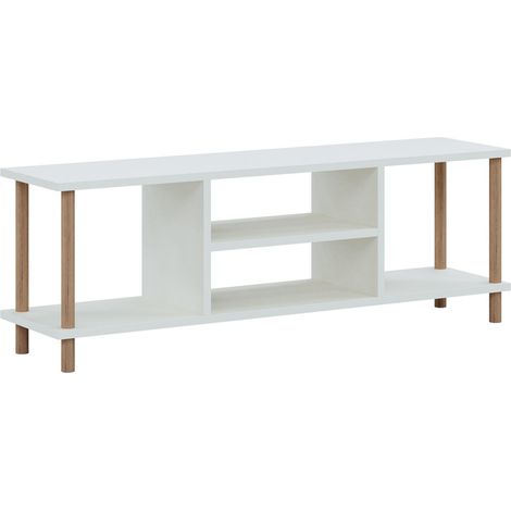 Mobile TV con spazio contenitore 43 x 120 x 29 cm bianco 030007883