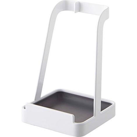 Organizador de tapas y cucharas para ollas - Soporte de almacenamiento para encimera de cocina con bandeja antigoteo - 10x10x15 cm - Blanco (1/5)