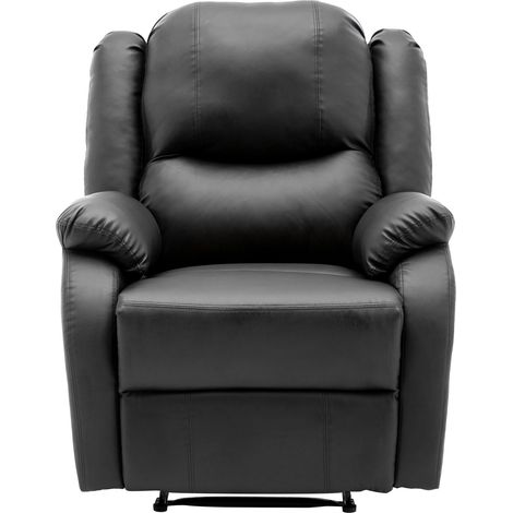 Fauteuil relax manuel inclinable 100-130° avec repose-pieds intégré dossier haut et poche latérale similicuir Noir (1/5)