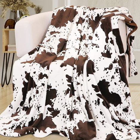 Couverture à motifs vache, couverture douce et moelleuse, noire, marron, en flanelle douce, couverture à pois vache, plaid pour canapé, cadeau pour les amoureux des vaches, fille, fils, hommes et femm