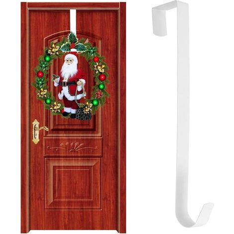 (blanc) Crochet de suspension en métal de qualité supérieure pour couronne, 38,1 cm, pour décoration de Noël, grande taille (1/4)