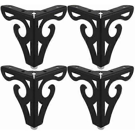 Pieds de canapé en métal, pieds de meuble en fer forgé, 10 cm de haut, noirs, lot de 4. (1/5)