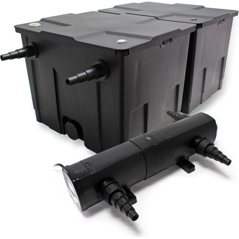 Sunsun – Filtre de bassin biologique CBF-350B jusqu'à 60000 L – Clarificateur UV-C 24W – Filtration en 2 étapes pour eau claire