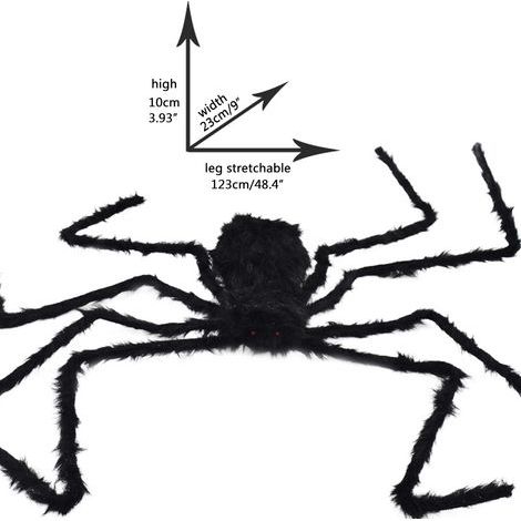 Araignée lumineuse géante de 127 cm avec toile, décoration d'Halloween réaliste et effrayante (accessoires électroniques) (1/5)