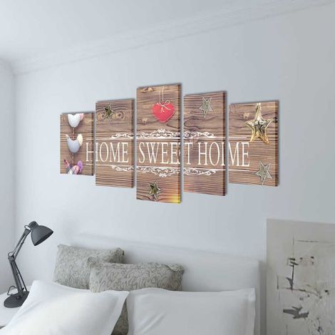 vidaXL Set decorativo de lienzos para pared Home sweet home 100x50cm (1/2)
