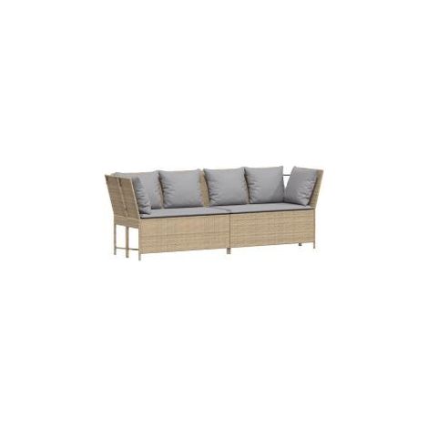 Canapé de jardin avec coussins beige résine tressée (1/5)