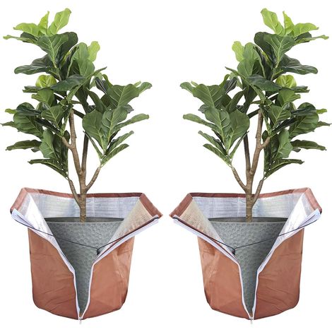 CCYKXA Anti-freeze plant bags for potted plants, 40 x 40 cm, 2 pieces, winter protection for plants, with zipper and drawstring, easy to install, retains heat, protects against frost (1/5)