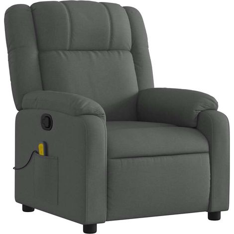 Poltrona relax TV funzione massaggio reclinabile con vibrazione e massaggio a 6 punti in tessuto grigio scuro DEC026936