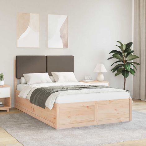 Bettgestell mit gepolstertem Kopfteil Taupe 120 x 190 cm