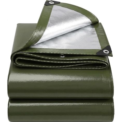 3X4 M Waterproof Heavy Duty Polyethylene Tarpaulin 130 GSM Army Green - Anti-UV and Anti-Frost - with Reinforced Metal Grommets - Multipurpose for Garden, Camping, Furniture, Gazebo, Shed (1/5)